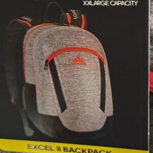 NWT Adidas Unisex Excel 2 XXL Capacity Backpack Heather Grey/Scarlet